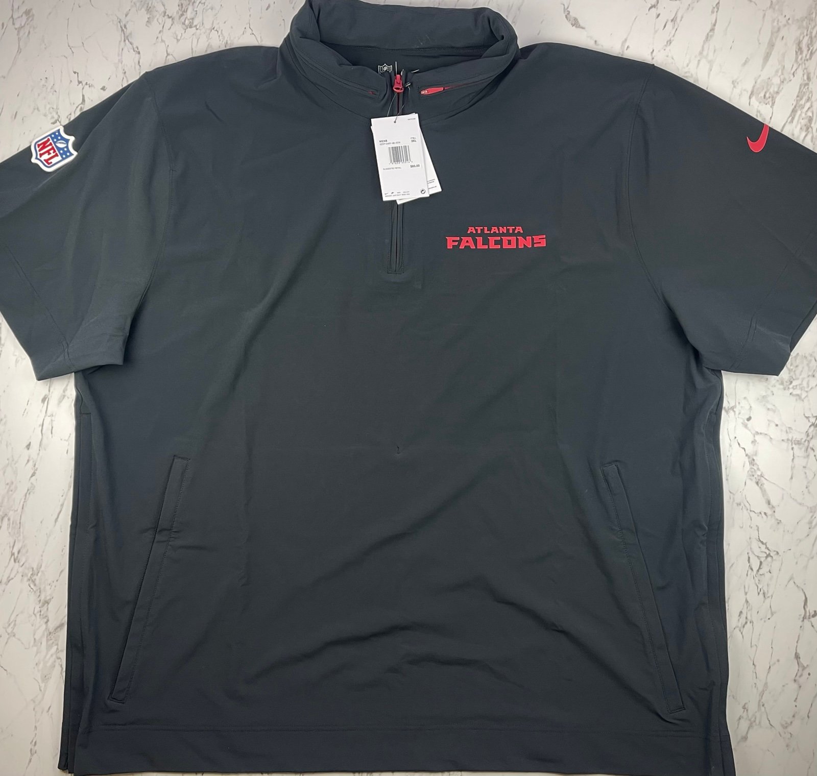 Nike Atlanta Falcons Short Sleeve Hoodie 1/4 Zip Jacket Mens 3XL NWT NFL