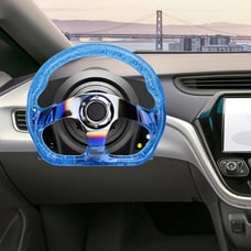 JDM Universal 6-Hole 326mm Vip Blue Crystal Bubble Burnt Spoke Steering Wheel