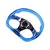 JDM Universal 6-Hole 326mm Vip Blue Crystal Bubble Burnt Spoke Steering Wheel
