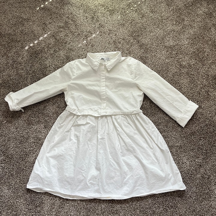English Factory White Button Down Mini Dress Collar 3/4 Sleeves Size Medium