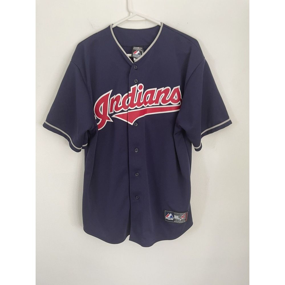 Nick Swisher Cleveland Indians Majestic MLB Baseball Sewn Jersey Men's Size L