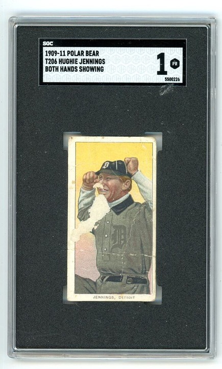 1909-11 T206 HUGHIE JENNINGS Detroit Tigers *Polar Bear Back* SGC 1 Poor