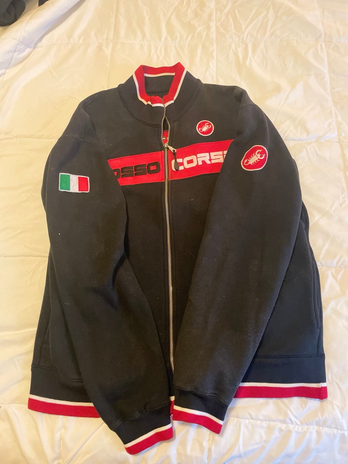 Castelli XL サイクルジャケット 長袖 黒赤白ファッション
