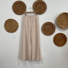 STAUD Neutral Beige Minimalist High Rise Wide Leg Trousers Dress Pants 2