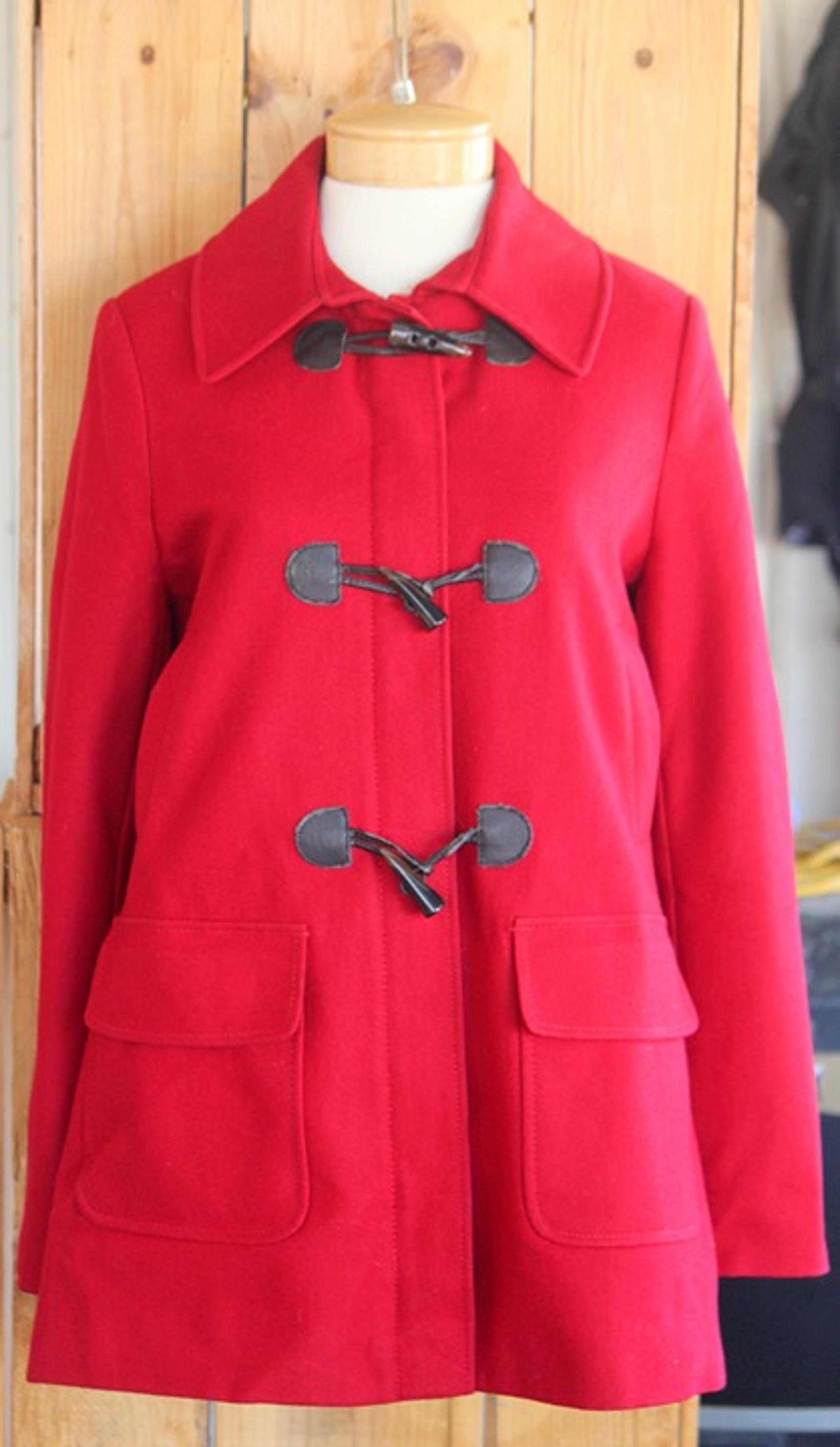 Tommy Hilfiger Red Wool Blend Pea Coat With Toggle Closure Women's M