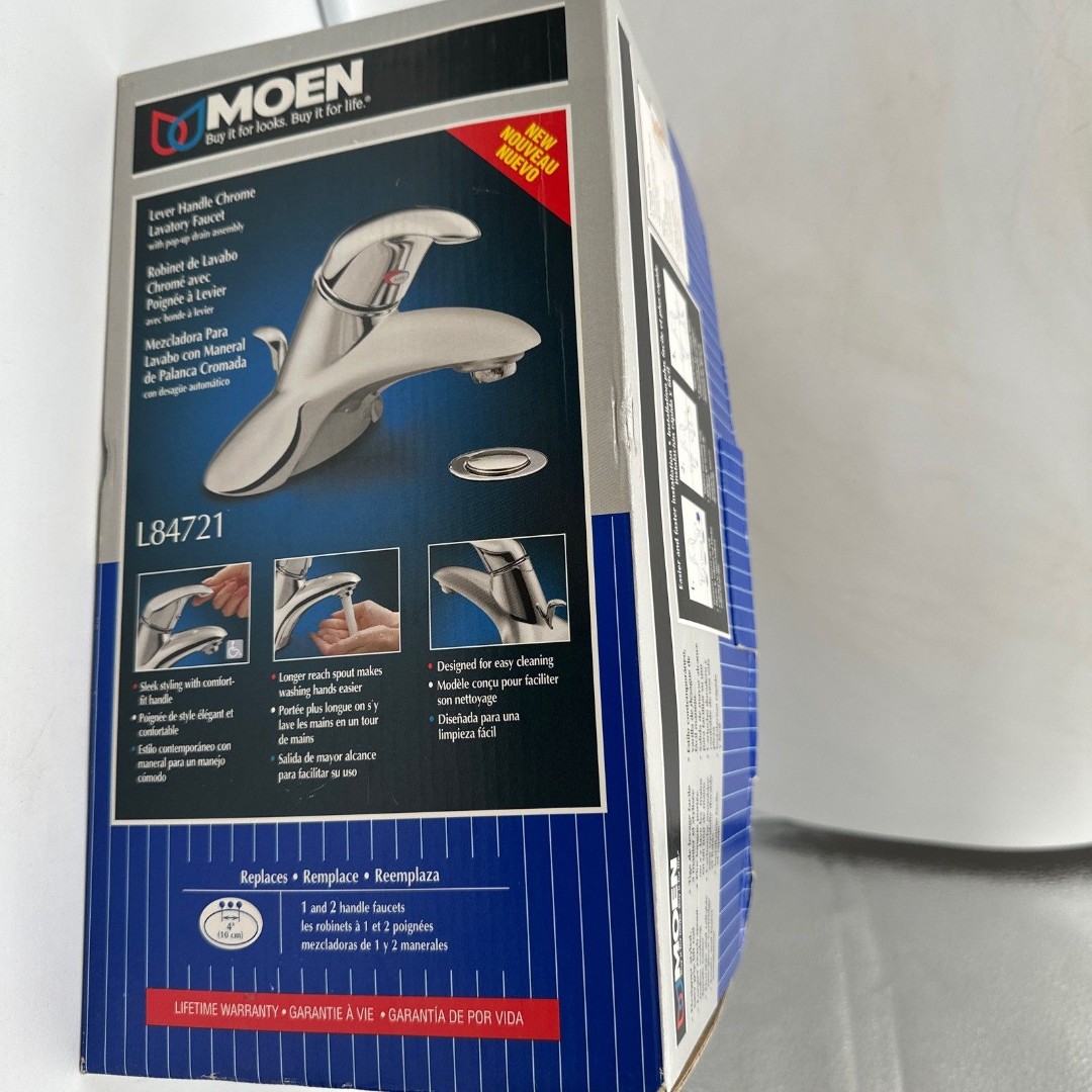 Quality MOEN LEVER HANDLE CHROME BATH FAUCET L84721CP WITH POP UP DRAIN