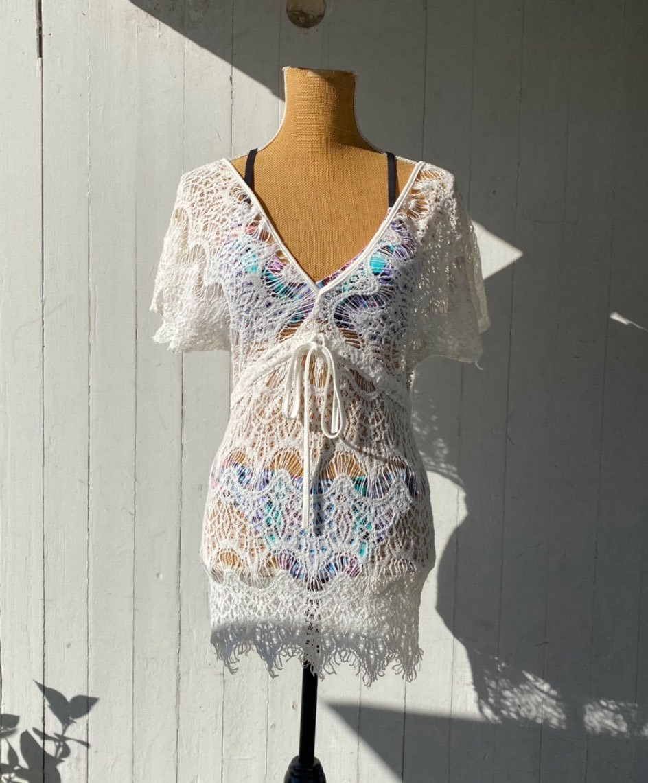 SEXY STYLISH CROCHET BEACH COVER UP SZ S