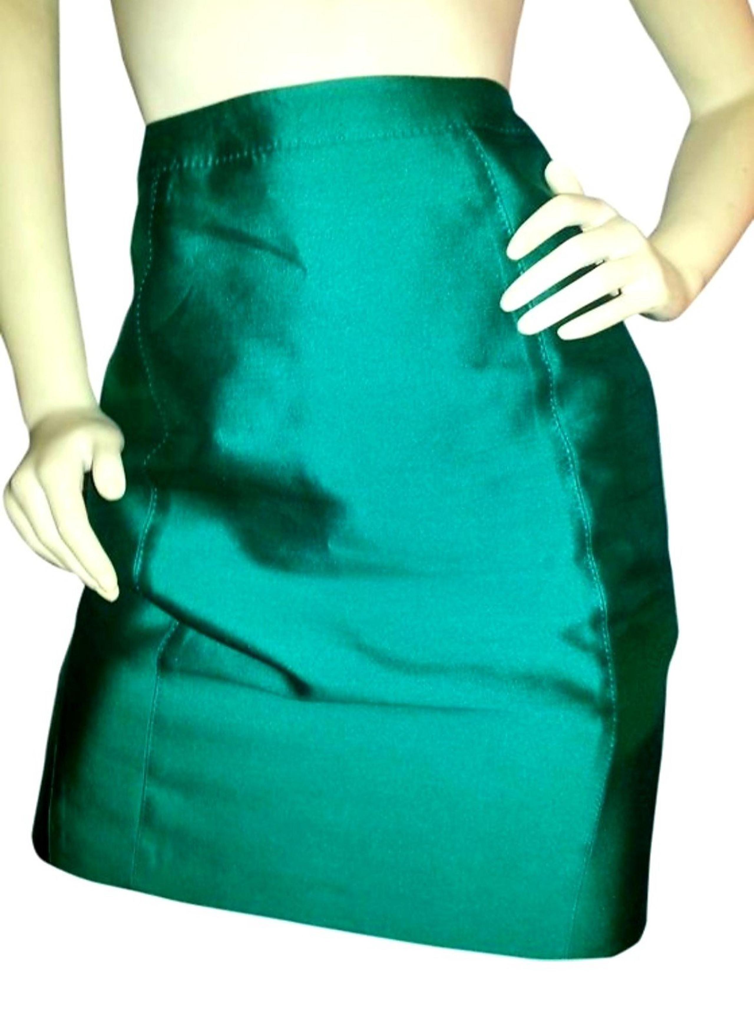 Albert Nipon Classic Green Pencil Skirt Wool & Silk blend size 10 Career