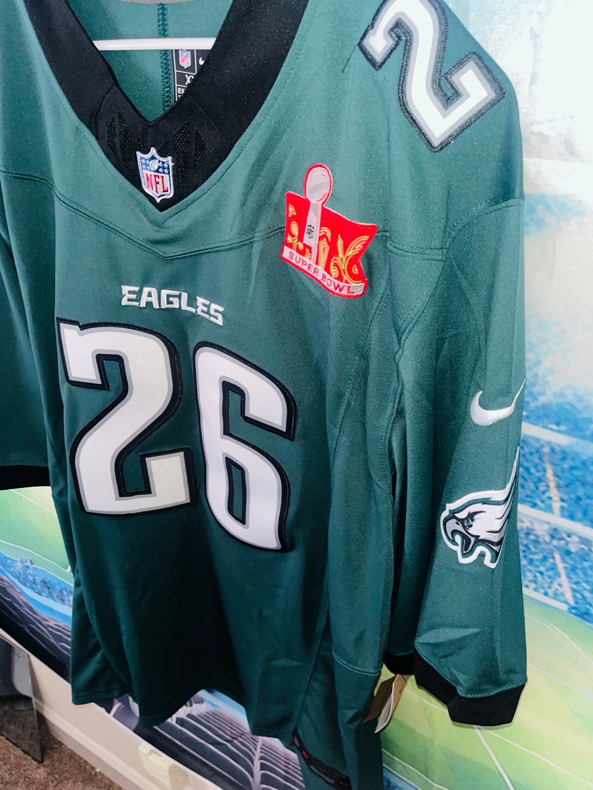 Philadelphia Eagles 2025 Nike SUPERBOWL #26 SAQUON BARKLEY NFL Football Jersey L
