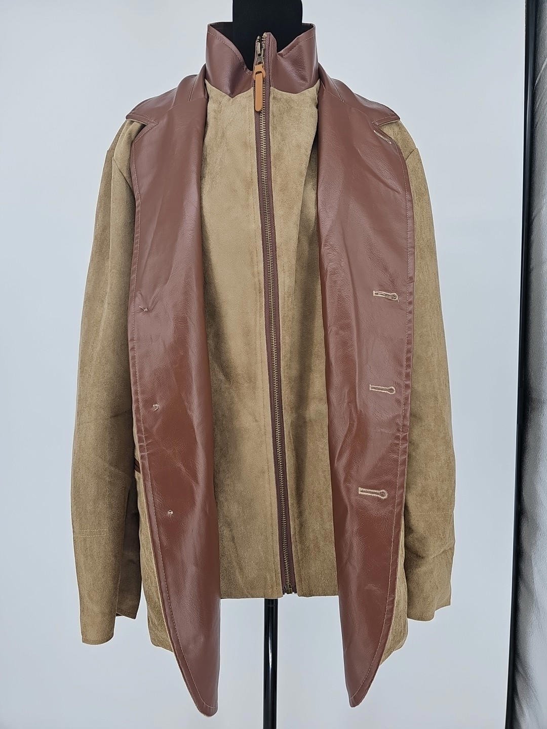 Manly Mens Autumn Vintage Faux Suede And Leather Large 70s 80s
