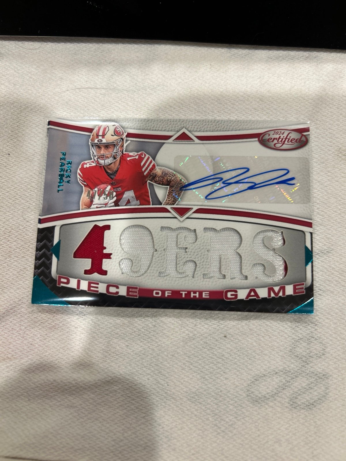 2024 Certified Ricky Pearsall RC Auto Jersey Teal /50 Piece Of The Game 49ers