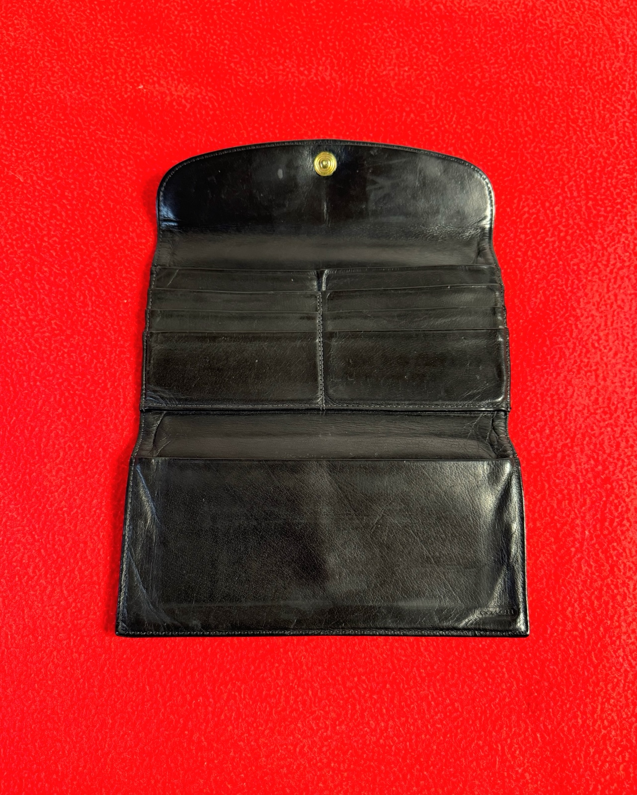 Vintage Coach Legacy Tri-Fold Wallet Women’s Black Leather checkbook