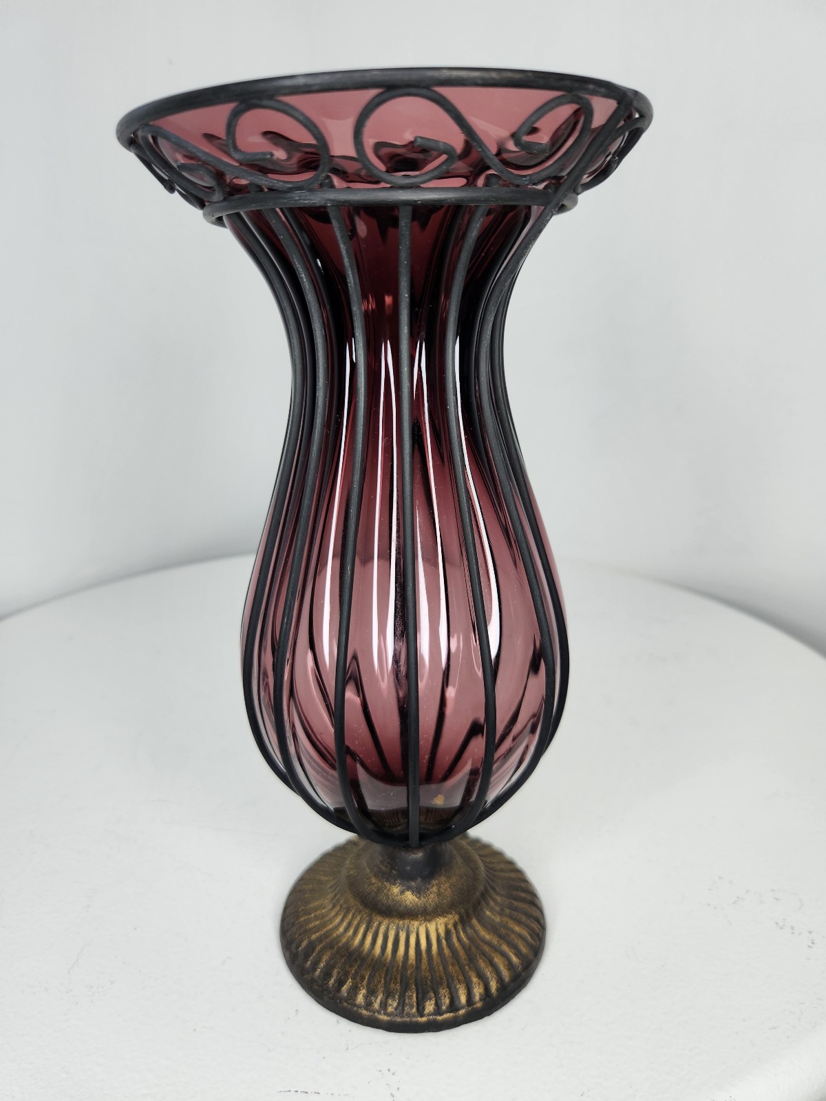 Vintage Amethyst Caged Glass Vase