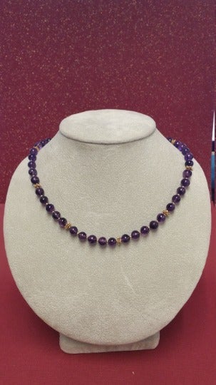 Amethyst 7.5MM Beaded Necklace