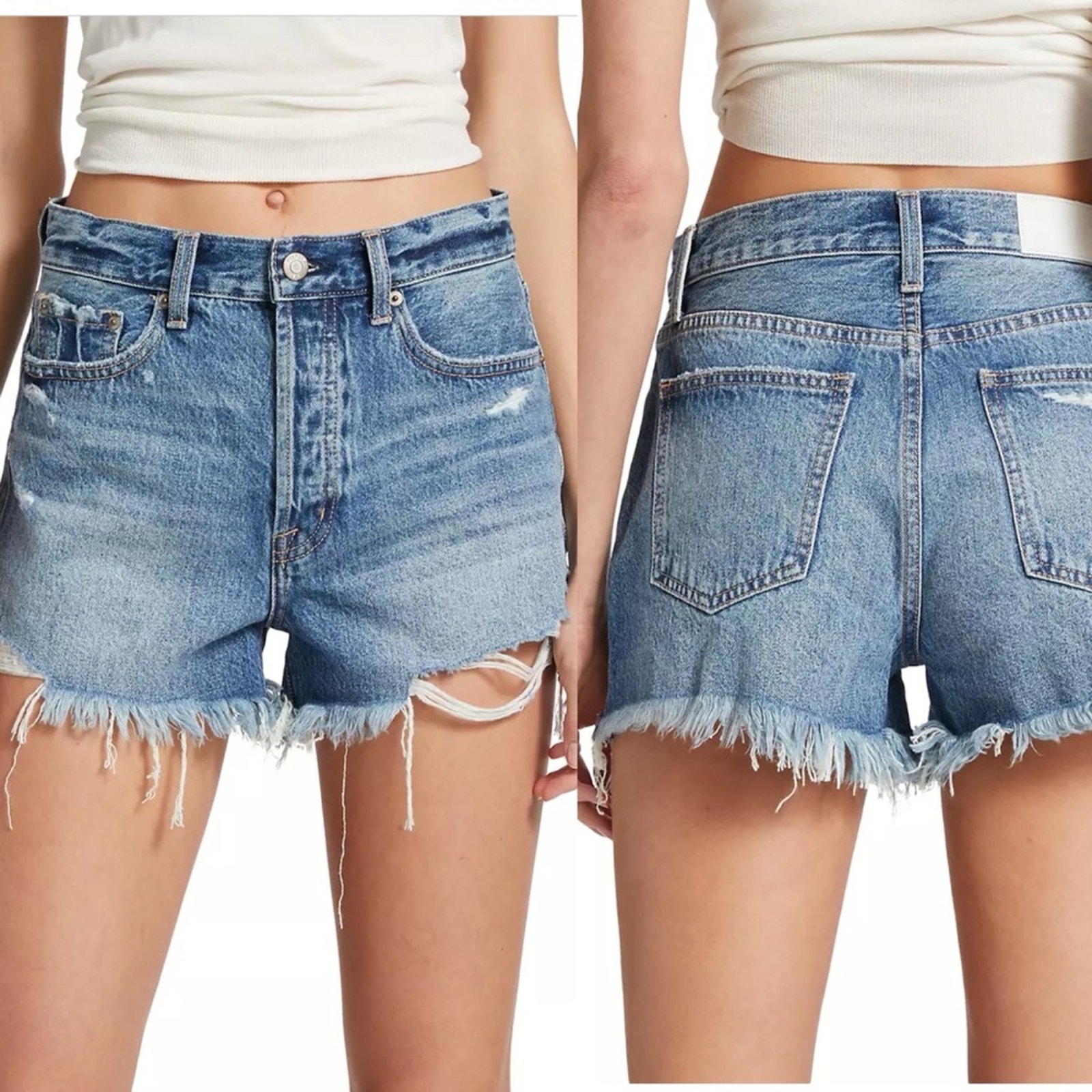 NWT Pistola Nova High Rise Cropped Denim Shorts Size 26 MSRP 118