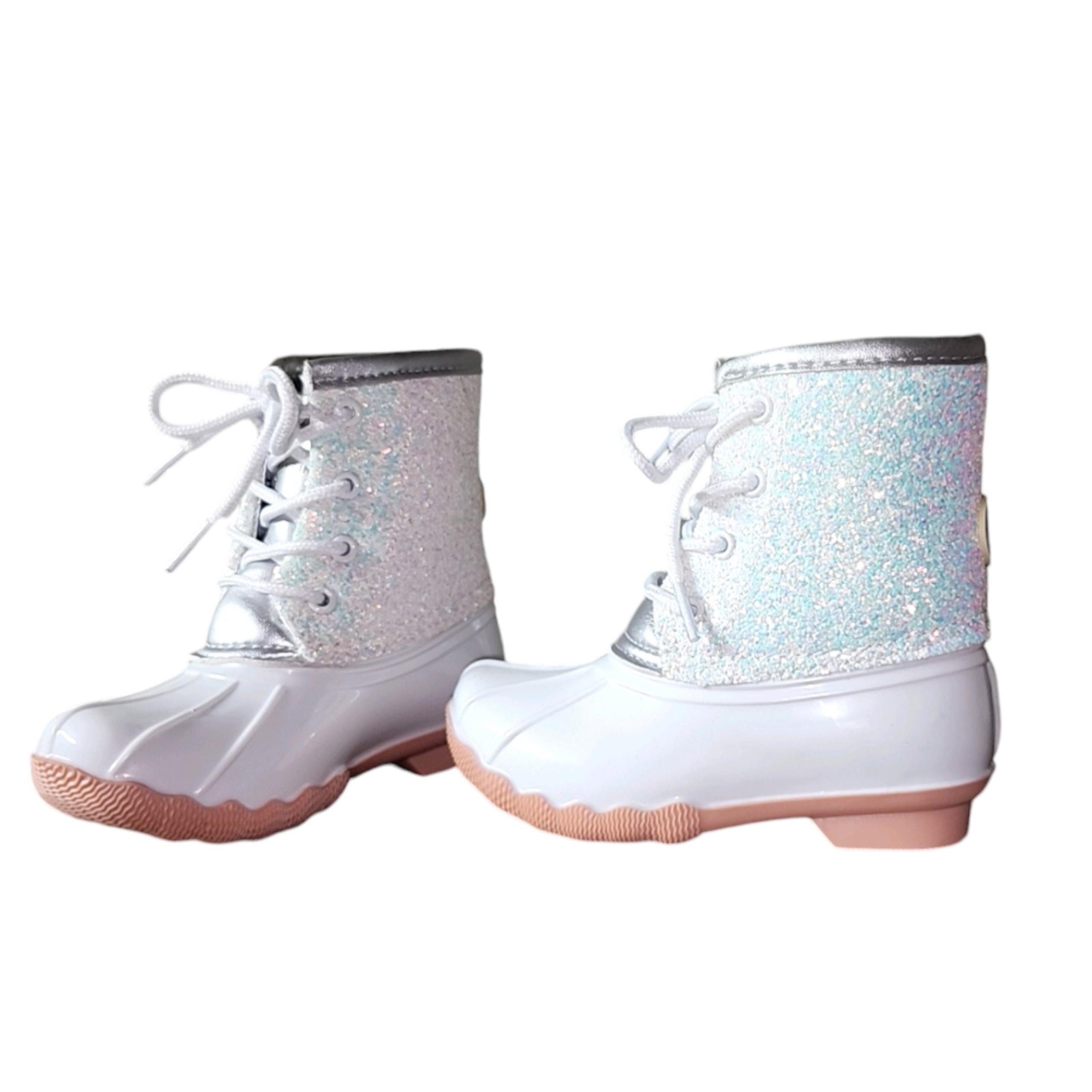 Adrienne Vittadini Bambini Toddler Boots. White Glitter. Size 8