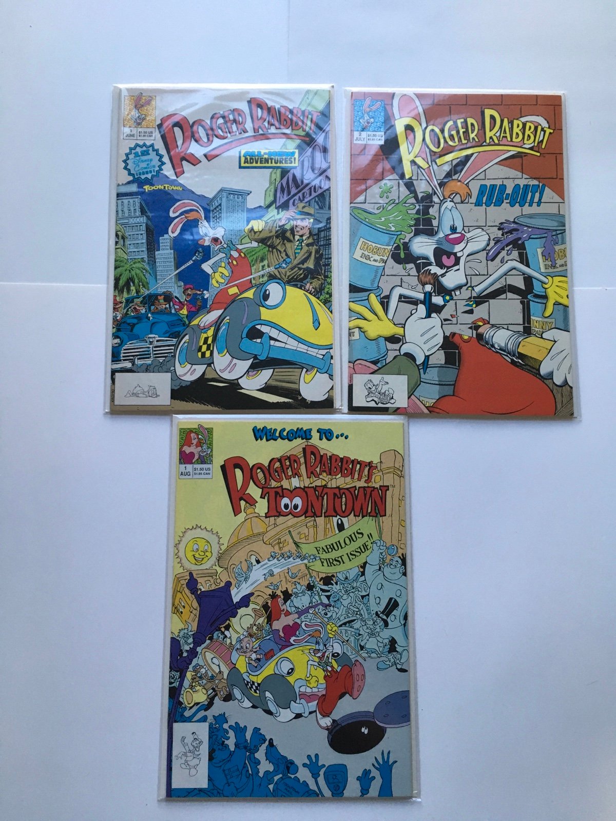 Comic Lot Roger Rabbit #1 and 2 and Welcome to Tune Town #1 Disney Comics