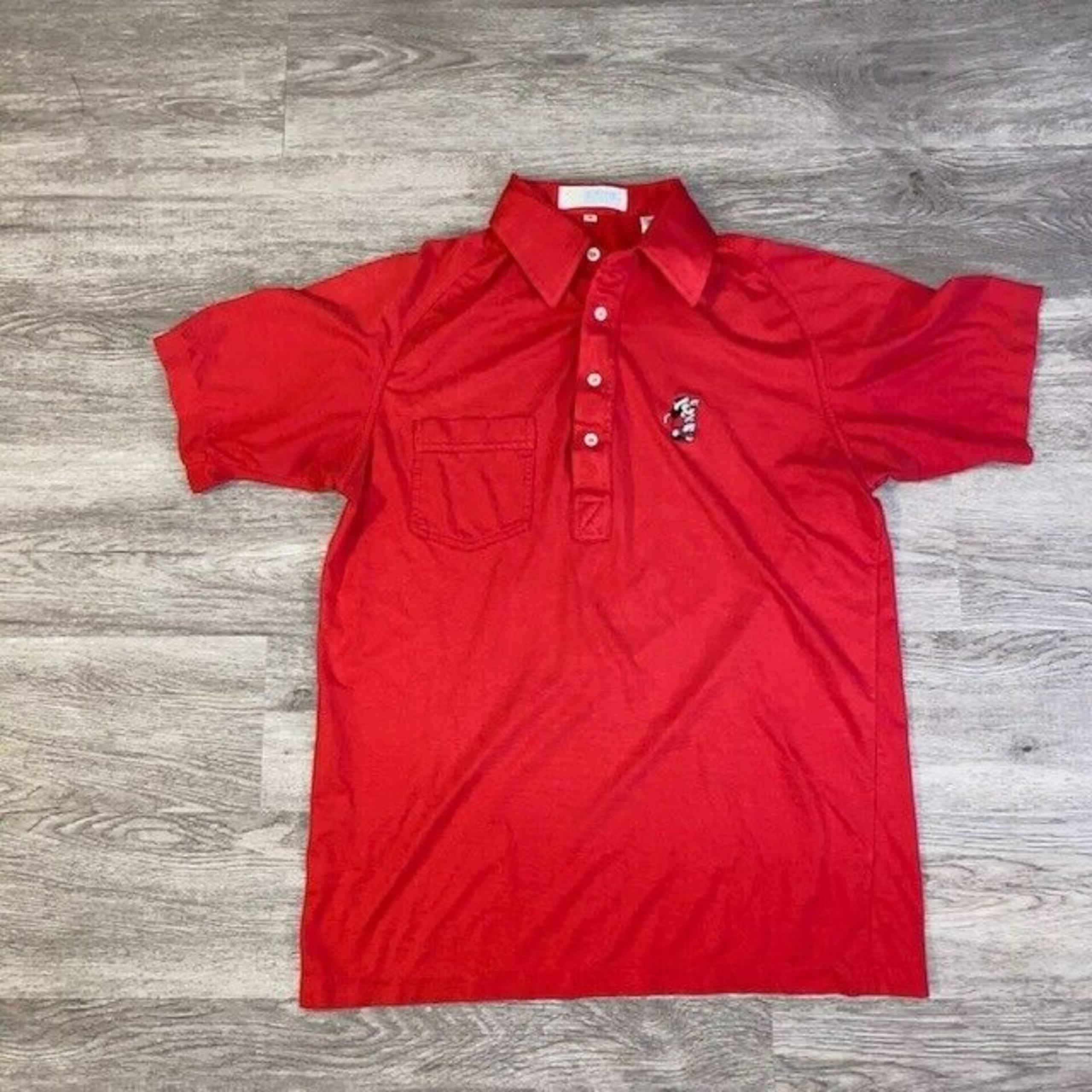 Vintage Disney Fashions Red Mickey Mouse Embroidered Golf Polo Mens Medium