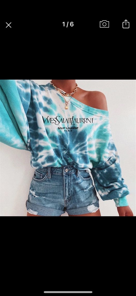 Trendy tie dye sky blue sweater