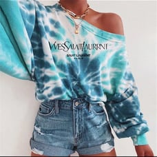 Trendy tie dye sky blue sweater