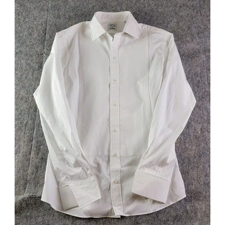 Todd Snyder x Hamilton Pique Bib Fly Front Tuxedo Shirt size 17.5 White NWT 250