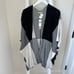 Joan Vass Theodora Black and Ivory Colorblock Poncho Wrap Sweater SZ S/M