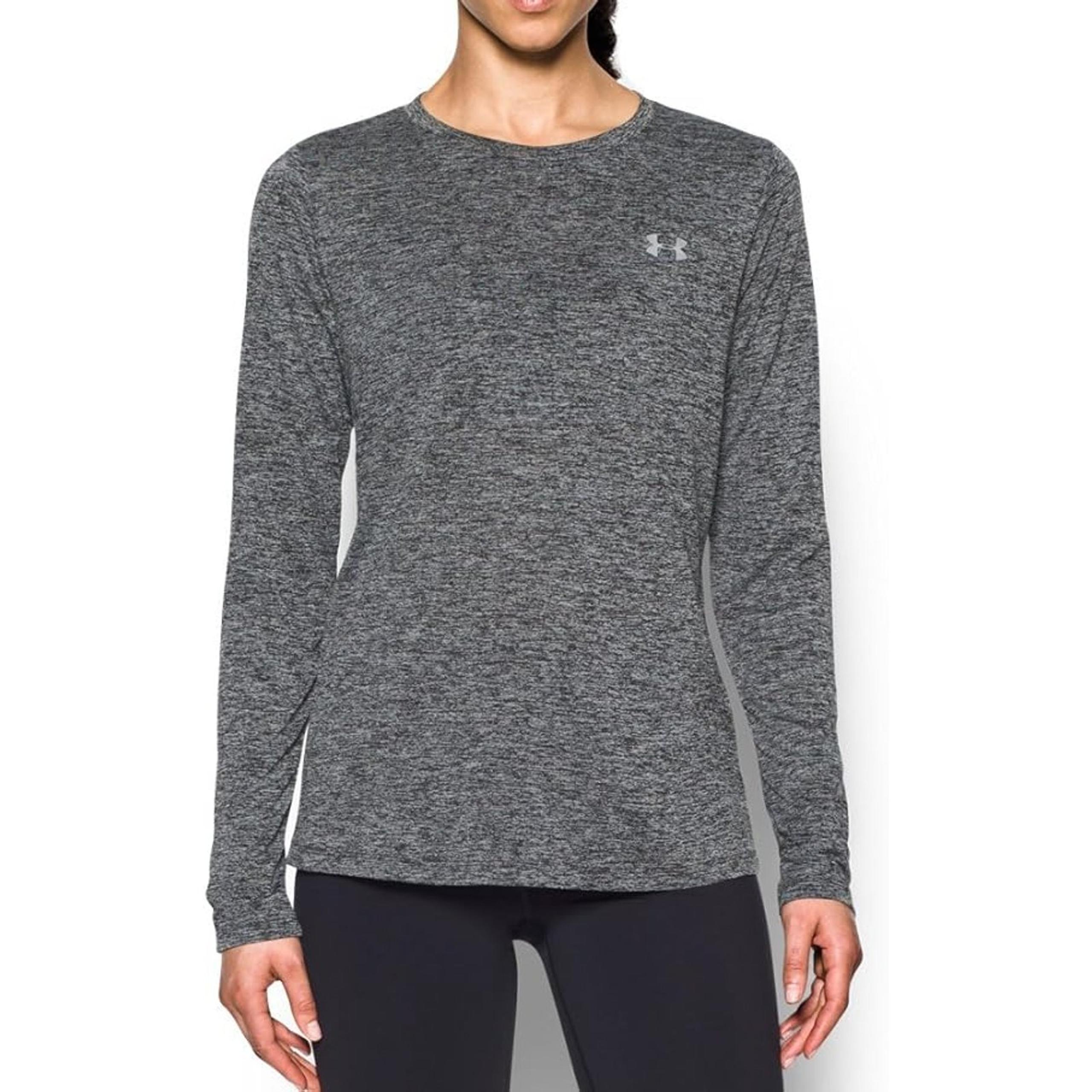 Under Armour Black/Grey Crew Neck Long Sleeve Loose Athletic Top Womens Size Med