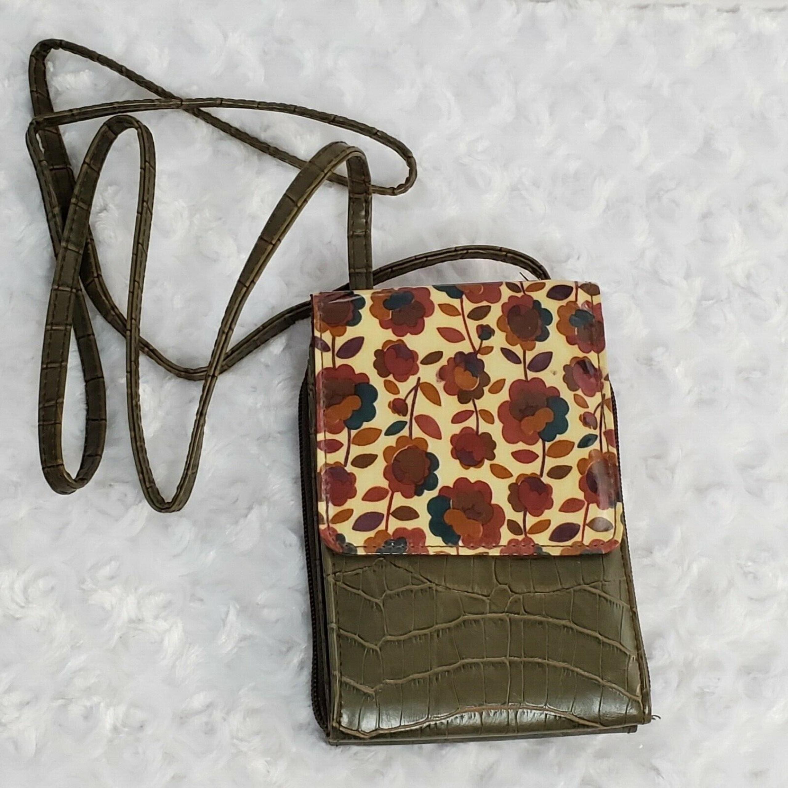 George Womens Lighten Up Crossbody Bag Purse Floral Reptile Print Pockets