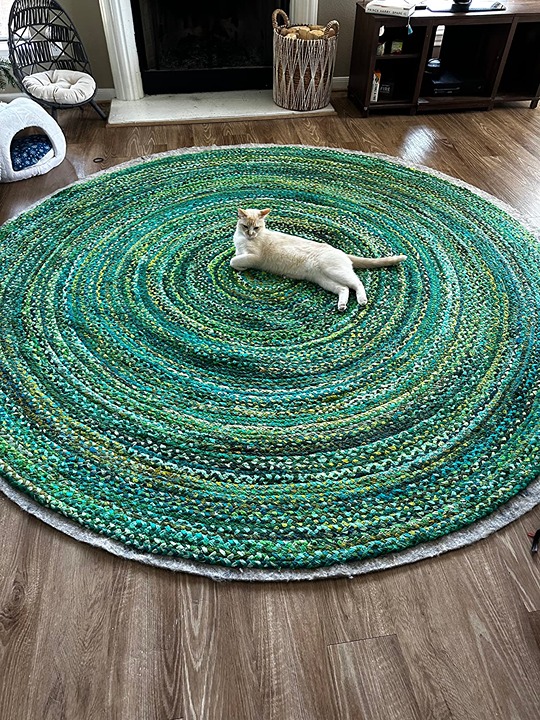 3' Round Green Cotton Area Rug