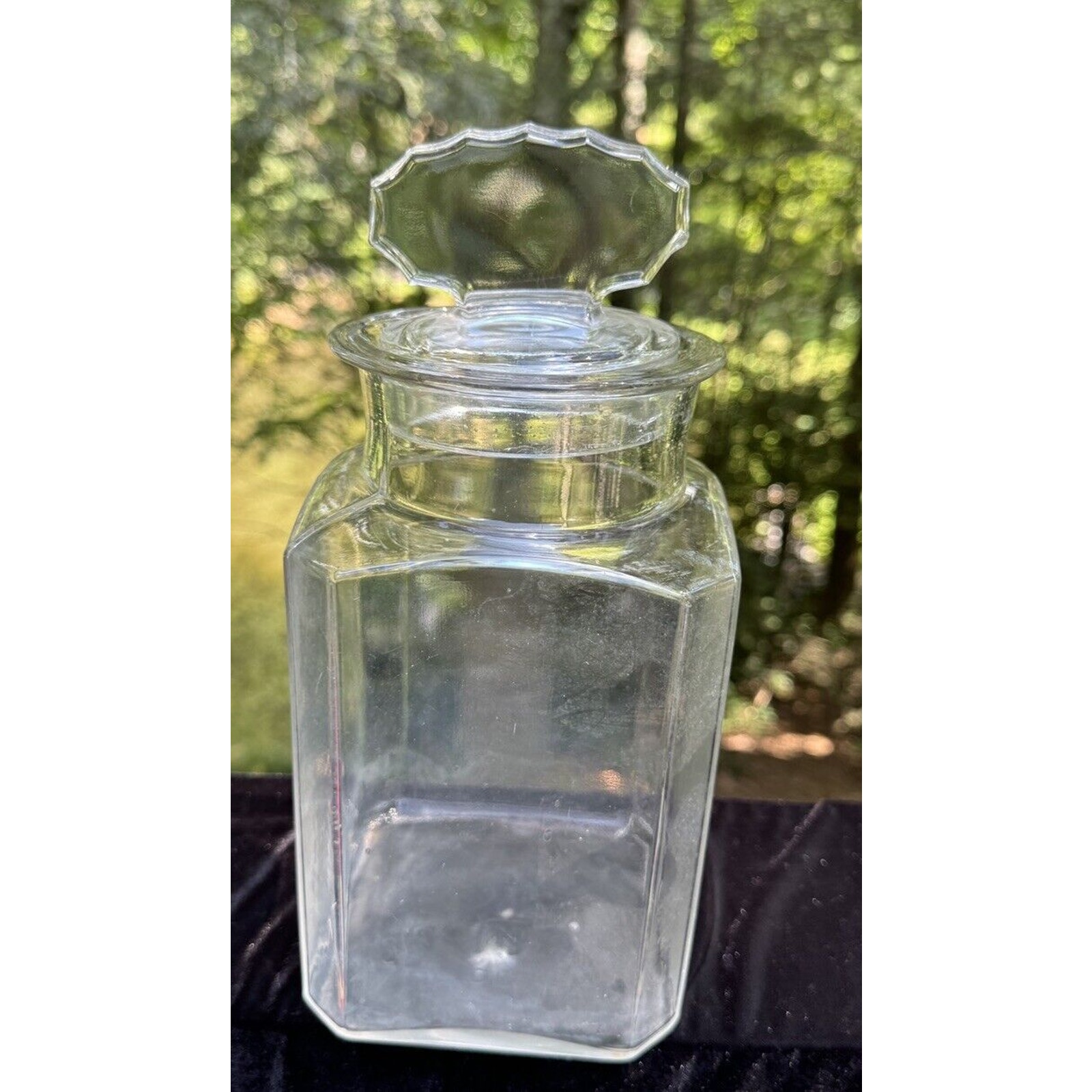 Antique Marked Franklin Caro Co Drug Store Candy Gum Apothecary Glass Jar & Lid