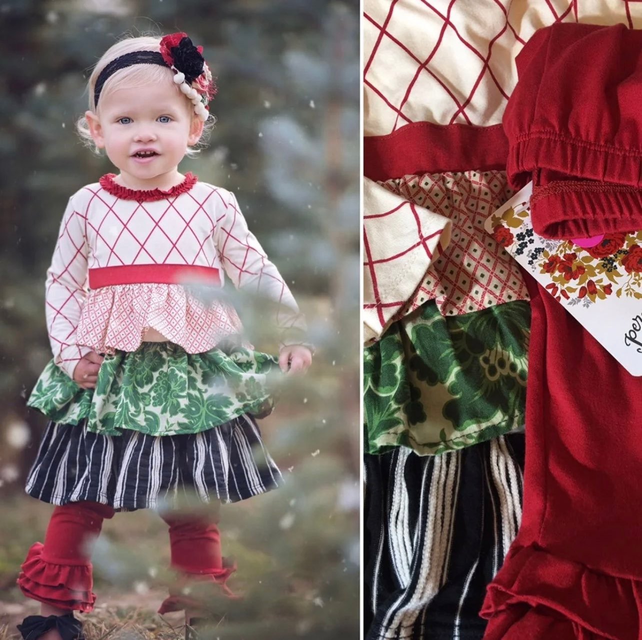 NWT Persnickety Pinecones and Holly Berries Holiday set 18-24M