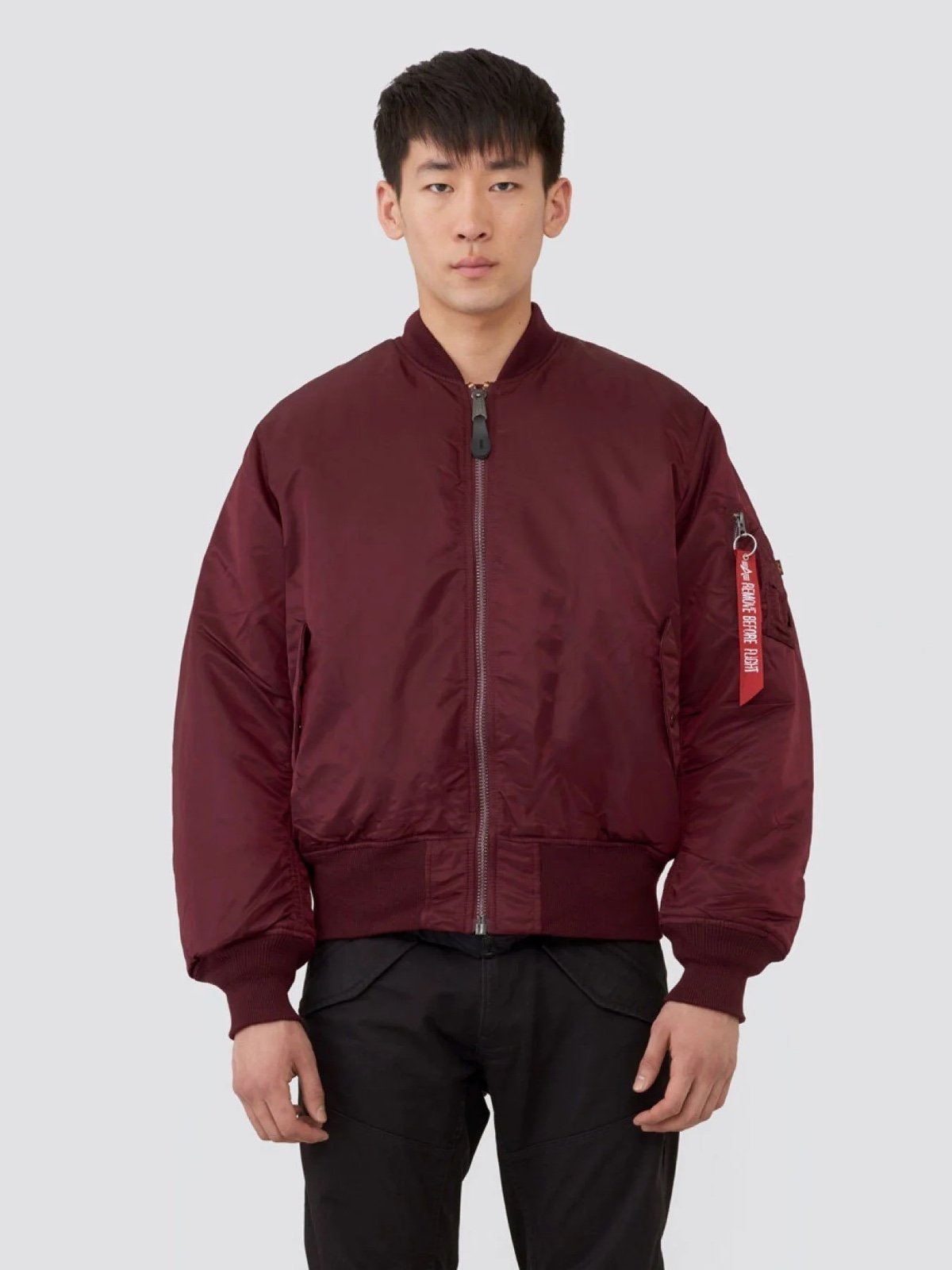 Mens Alpha Industries Maroon Bomber Jacket Sz Small