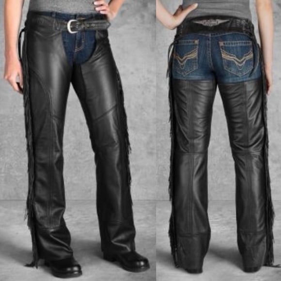 Harley Davidson Boone fringed leather chaps women’s large
