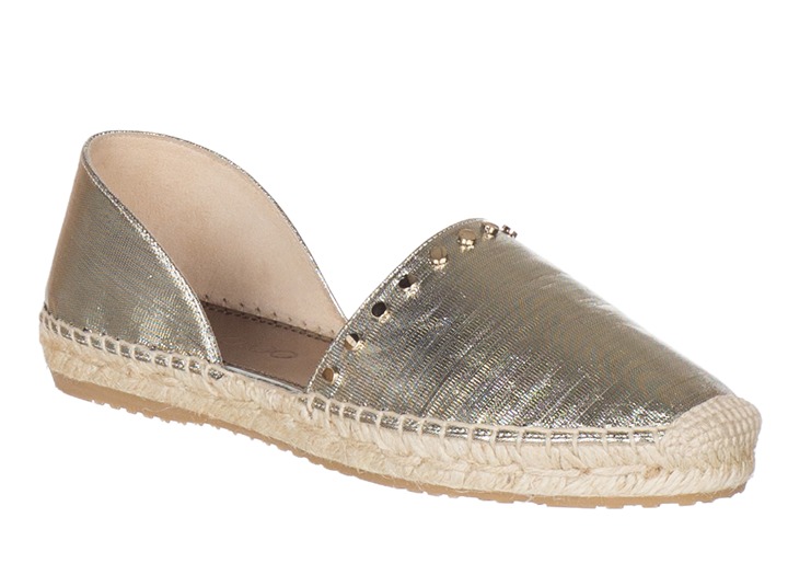 Jimmy Choo Women’s Golden Metallic Lame ‘Dreya’ Espadrille Flats Shoes