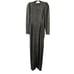 ML Monique Lhuillier Metallic Stripes Maxi Dress Long Sleeves Black Multi Size 2