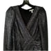 ML Monique Lhuillier Metallic Stripes Maxi Dress Long Sleeves Black Multi Size 2
