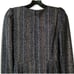 ML Monique Lhuillier Metallic Stripes Maxi Dress Long Sleeves Black Multi Size 2