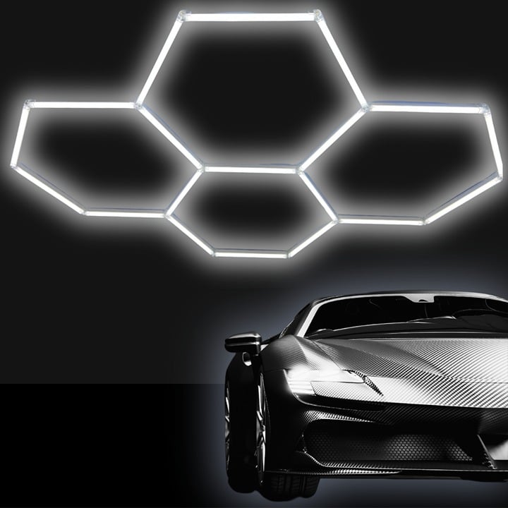 4 Grid LED Hexagon Lighting Set 6000K (7.9′ x 5.35′)