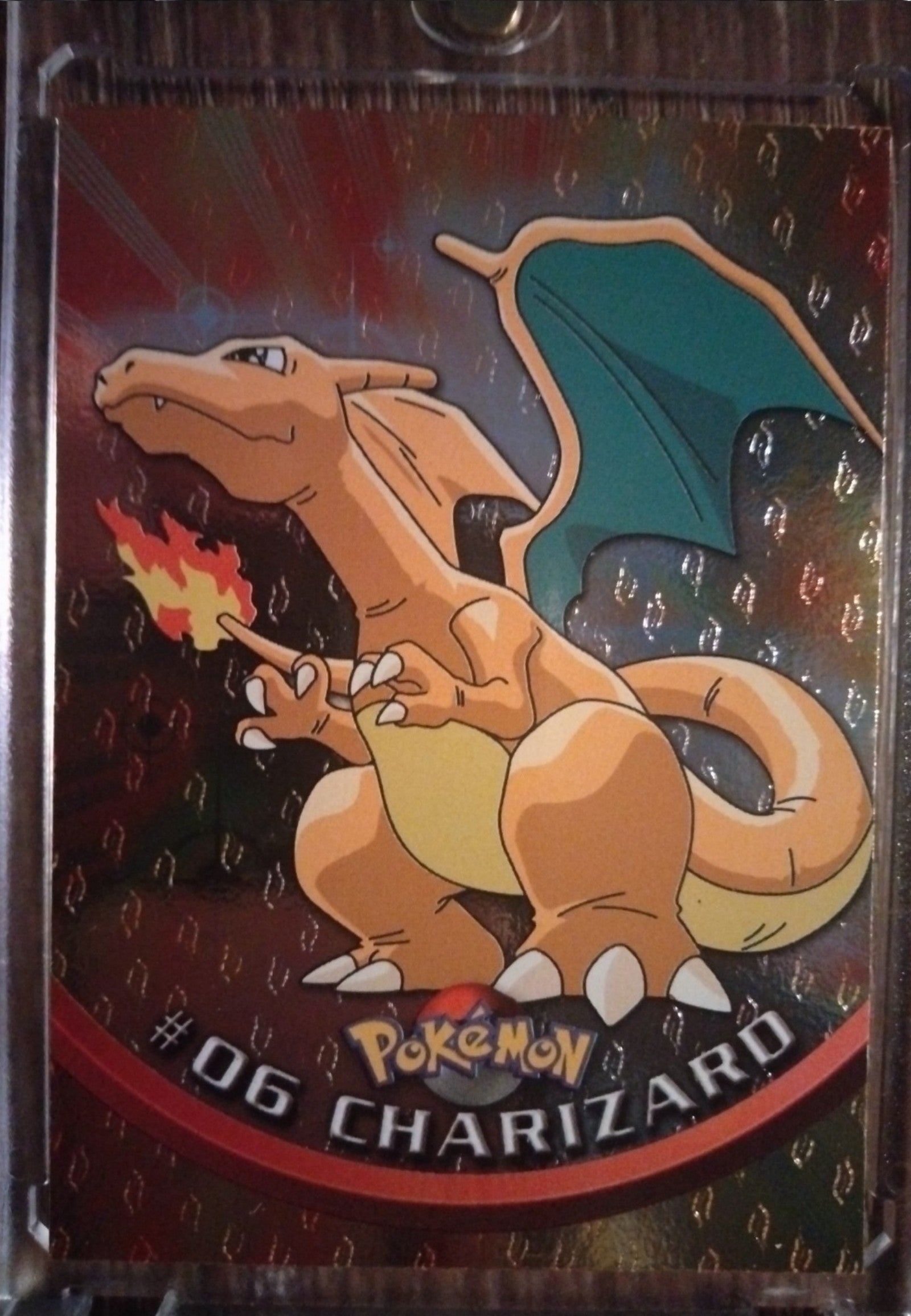 Topps Charizard T.V edition Blue Logo tear drop background