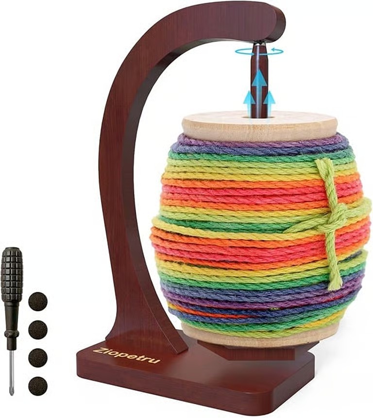 Ziopetru Wooden Yarn Holder,Magnetic Yarn Holder for Knitting and Crocheting,Woo