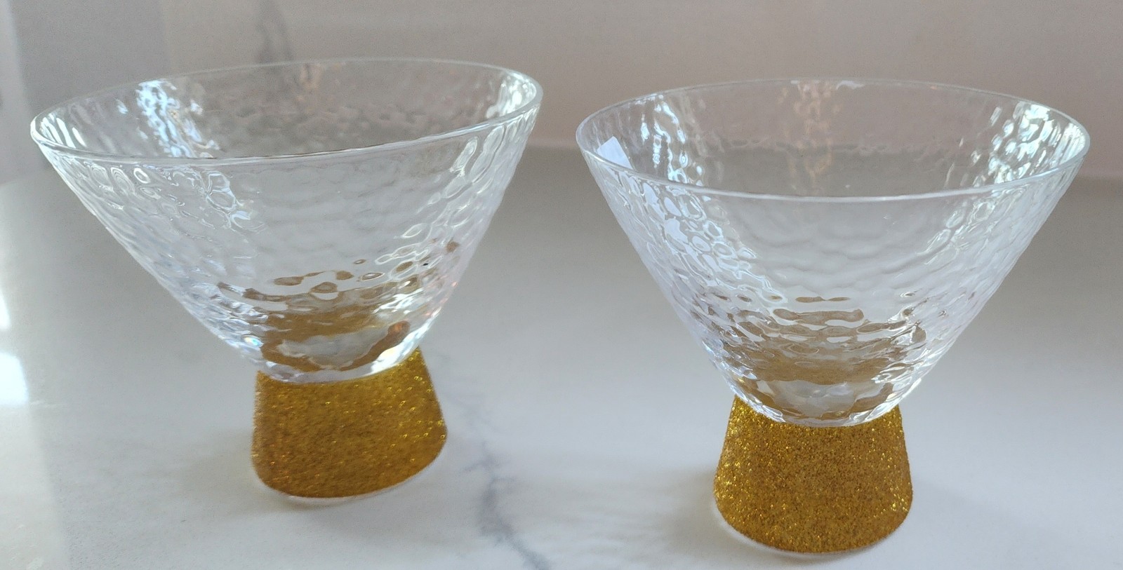 Slant Collection Clear Hammered Martini Cocktail Glasses Set Of 2 New With Tags