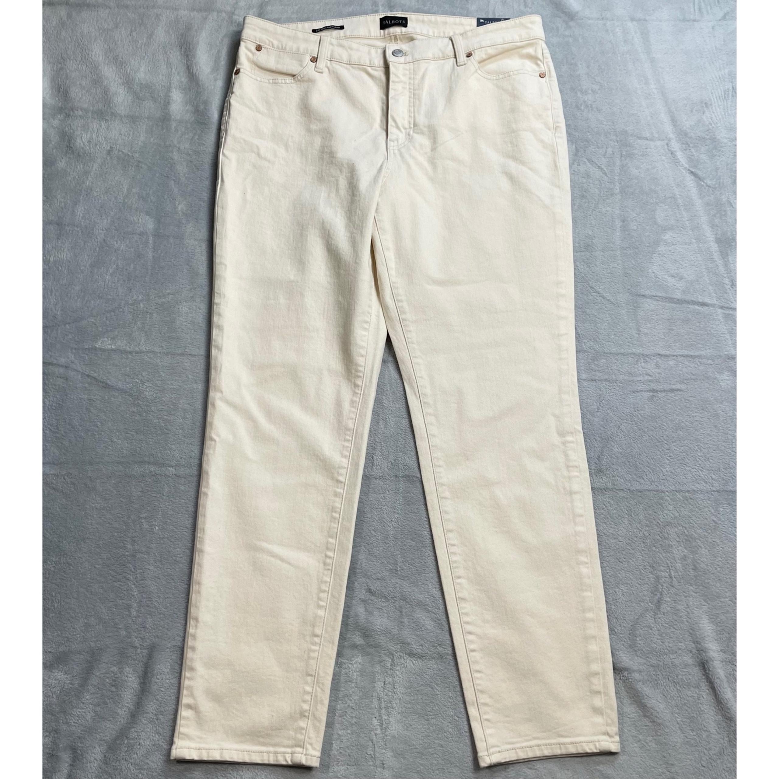 Talbots Jeans 14 Womens NWT Slim Ankle Stretch Slimming Cream