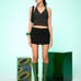 Motel x Olivia Neill Hajra Halter Top in Irregular Stripe Black Size S NWT