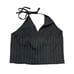 Motel x Olivia Neill Hajra Halter Top in Irregular Stripe Black Size S NWT