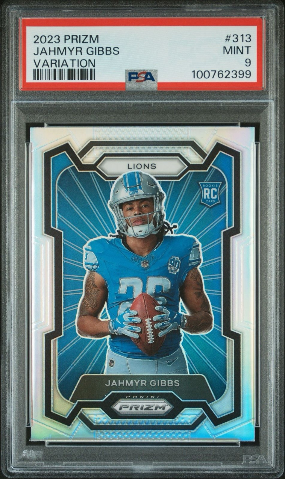 2023 Panini Prizm - Rookie Variation Silver Prizm #313 Jahmyr Gibbs (RC) PSA 9