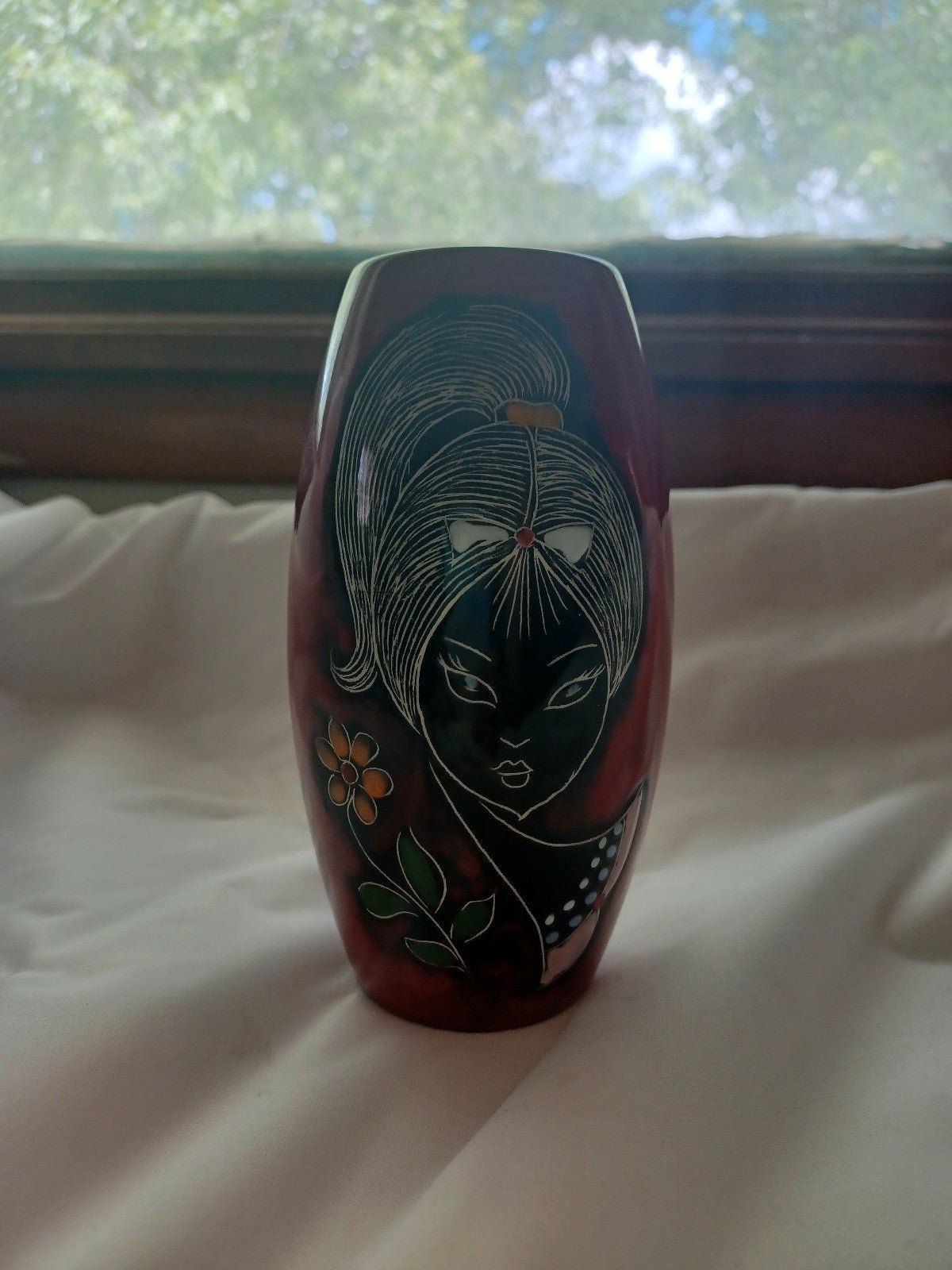 Mid century modern Italian San Marino red ceramic vase by Prof. Melior