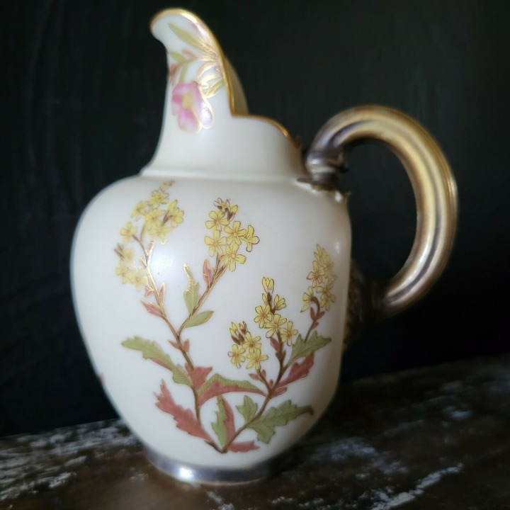Antique Royal Worcester Hand Painted Florals 5 Pitcher 1094 Registry Mark