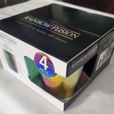 Rainbow Fusion 4pc Set Double Old-fashioned Glasses 12.25oz, New In Box!