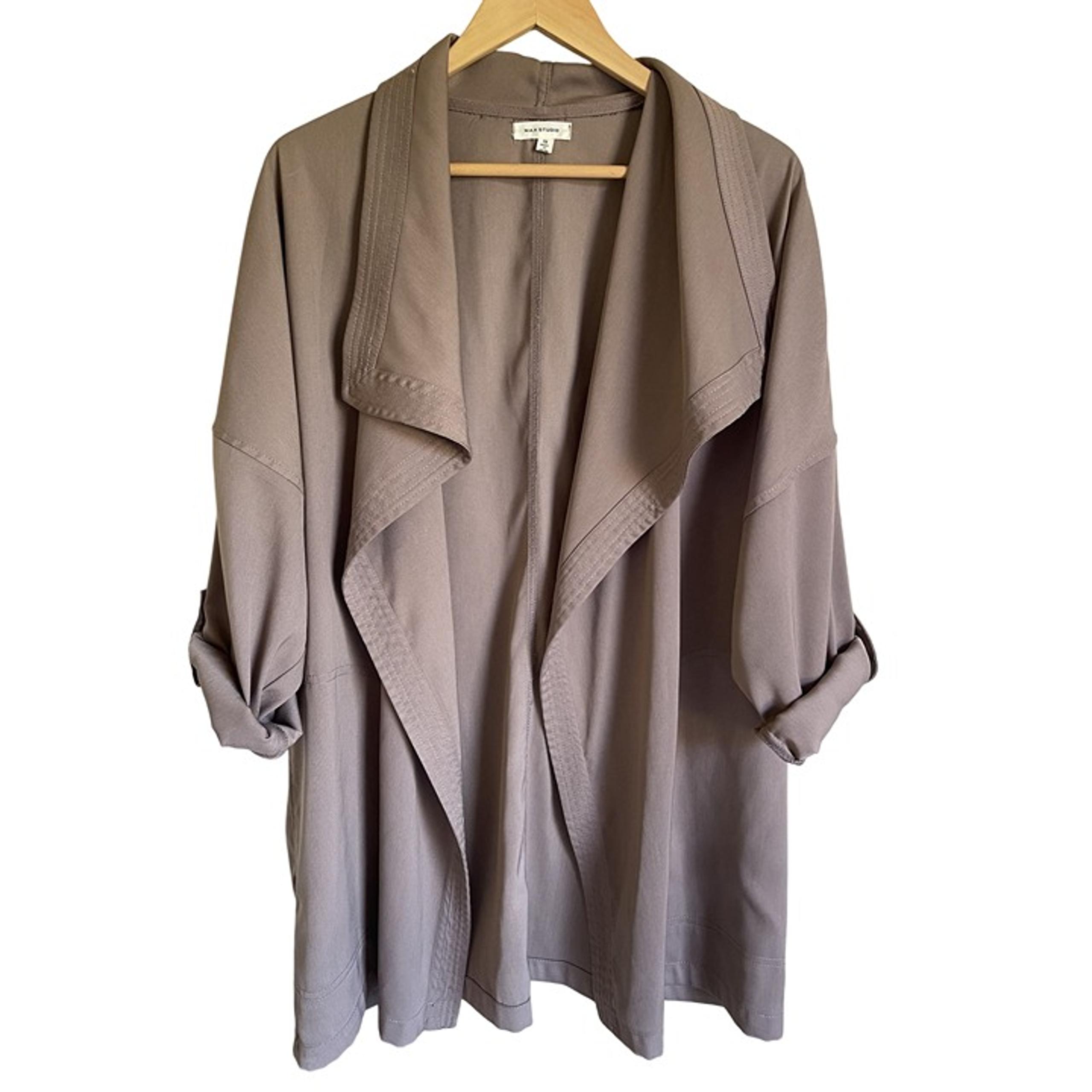 MAX STUDIO Khaki Tan Open Blazer Jacket Size 1X