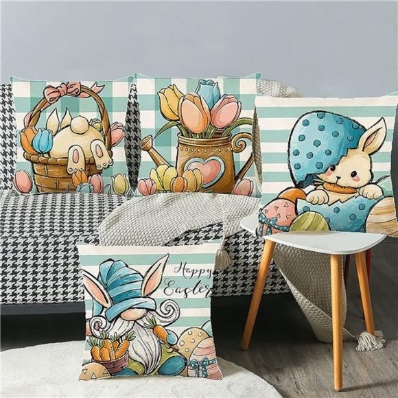 Easter Pillow Covers 18x18 Set of 4, Easter Decorations, Spring Decoration